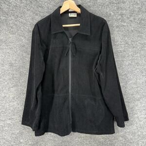 Joanna Jacket Women L Large Black Full Zip Long Sleeve Collared Stretch Casual